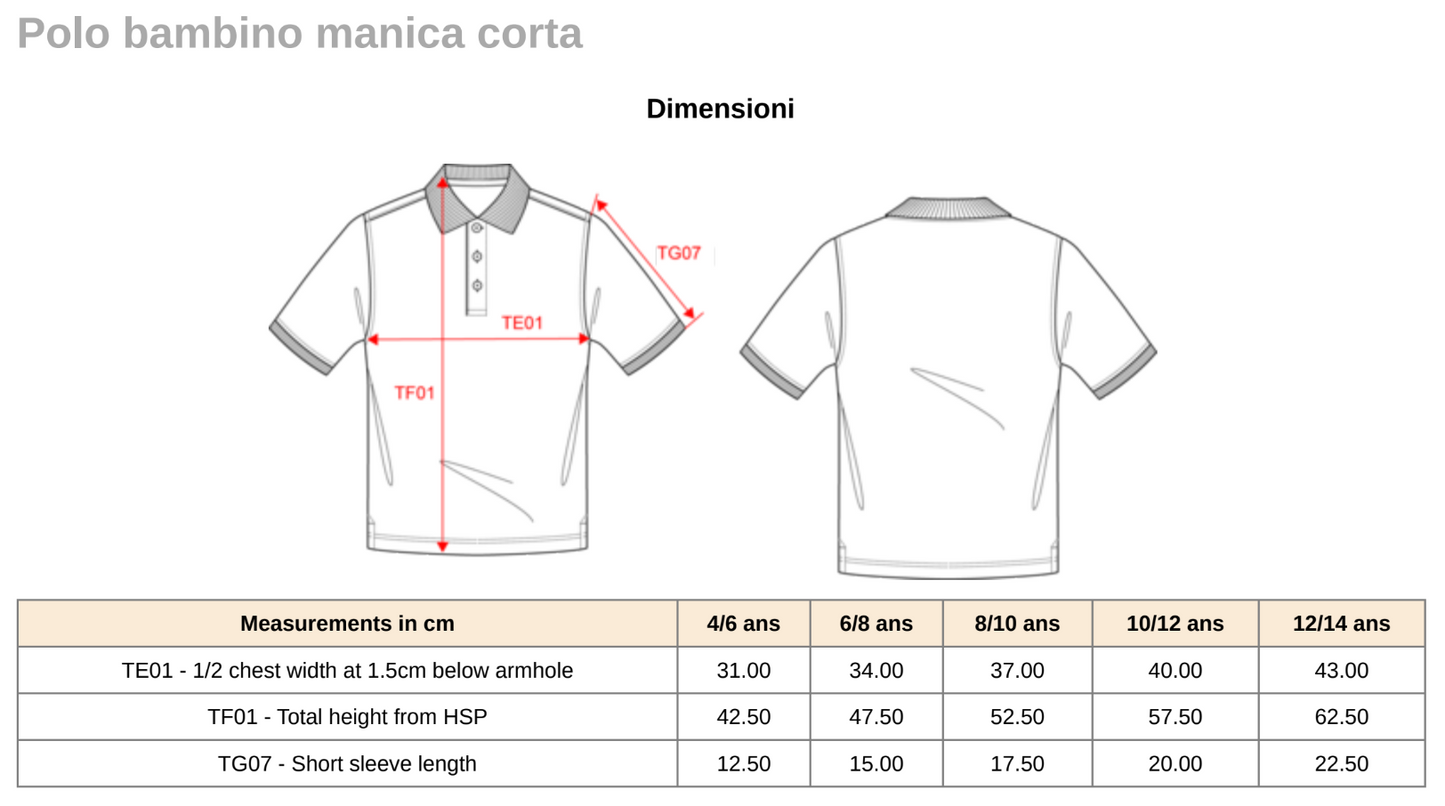 Polo bambino/bambina (unisex) Tesla Club Italy, colore bianco